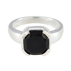 Black Onyx Solitaire Italian 925 Silver Black Gemstone Statement Artisan Ring Jewellery