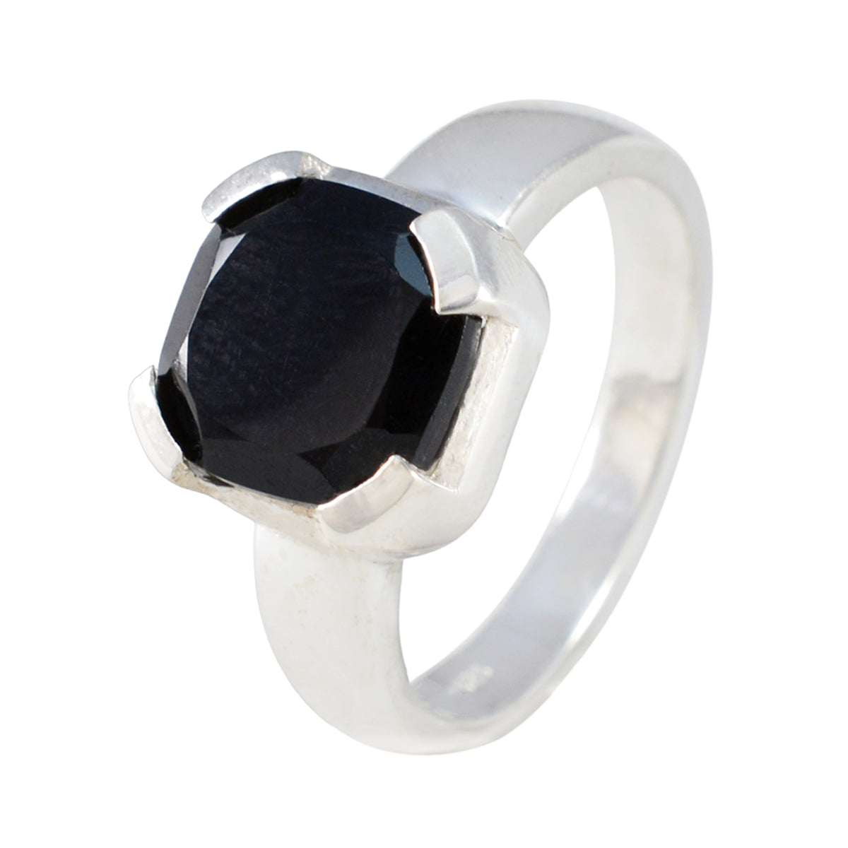 Black Onyx Solitaire Italian 925 Silver Black Gemstone Statement Artisan Ring Jewellery