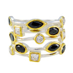 Black Onyx multiple Egyptian Sterling Silver Black Gems Eye catching Contemporary Ring Jewellery