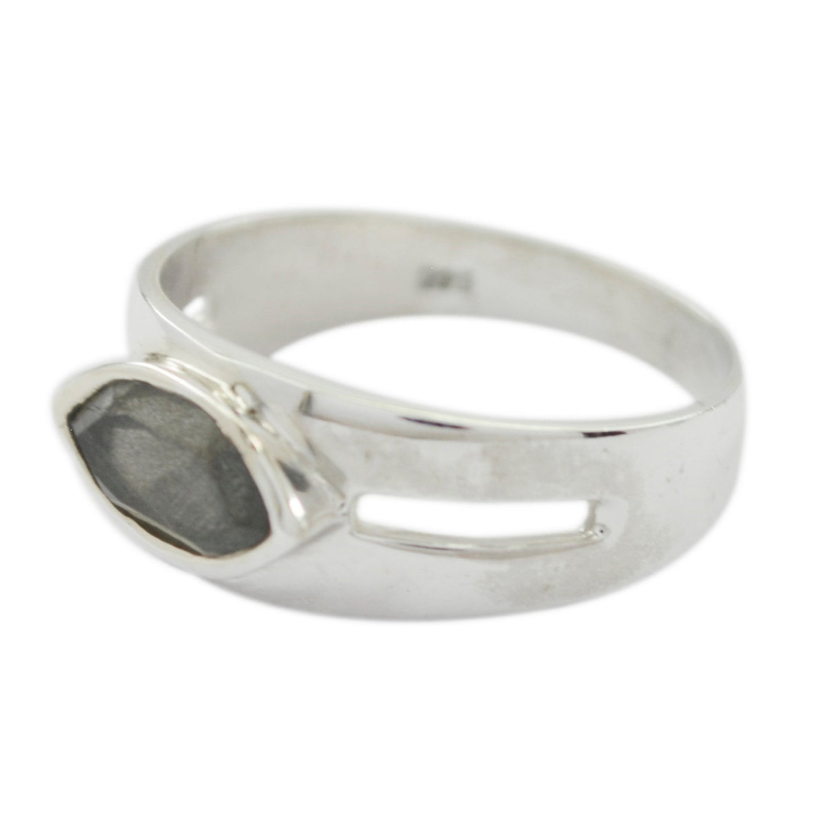 Anello sottile contemporaneo in argento 925 con solitario rutilo nero marocchino e pietre preziose nere Immagine secondaria del prodotto