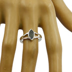 Black Rutile Solitaire Japanese 92.5 Silver Black Gems Dainty Geometric Ring Jewelry