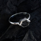 Rutile Quartz Solitaire Turkish Sterling Silver Black Gemstone Dainty Romantic Ring Jewellery