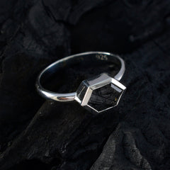Rutile Quartz Solitaire Turkish Sterling Silver Black Gemstone Dainty Romantic Ring Jewellery