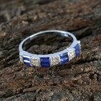 Blue Sapphire CZ octa African 925 Silver Blue Gemstones Featherlight Trendy Band Jewelry