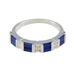Blue Sapphire CZ octa African 925 Silver Blue Gemstones Featherlight Trendy Band Jewelry