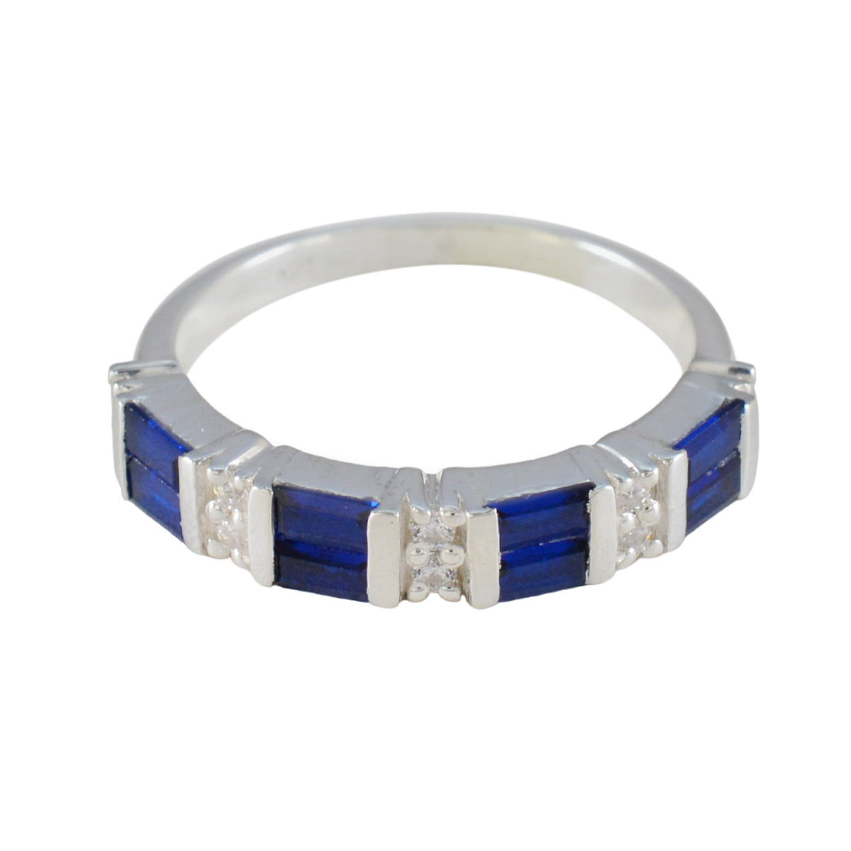 Blue Sapphire CZ octa African 925 Silver Blue Gemstones Featherlight Trendy Band Jewelry