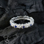 Blue Sapphire CZ multiple Russian 92.5 Silver Blue Gems Slim Eternity Band Jewellery