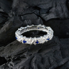 Blue Sapphire CZ multiple Russian 92.5 Silver Blue Gems Slim Eternity Band Jewellery