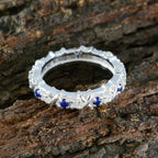 Blue Sapphire CZ multiple Russian 92.5 Silver Blue Gems Slim Eternity Band Jewellery