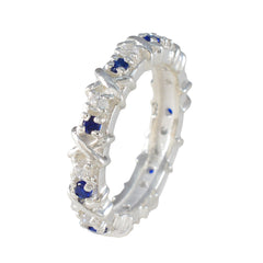 Blue Sapphire CZ multiple Russian 92.5 Silver Blue Gems Slim Eternity Band Jewellery