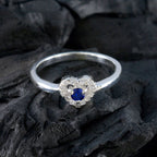 Blue Sapphire CZ Halo Turkish Silver Blue Gemstones Delicate Trendy Ring Jewellery