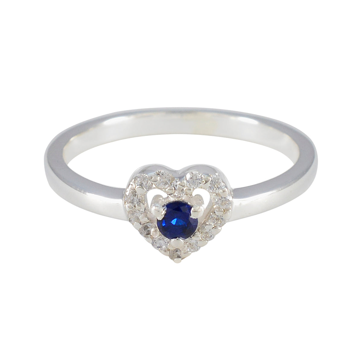 Blue Sapphire CZ Halo Turkish Silver Blue Gemstones Delicate Trendy Ring Jewellery Immagine principale del prodotto