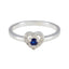 Blue Sapphire CZ Halo Turkish Silver Blue Gemstones Delicate Trendy Ring Jewellery