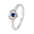 Blue Sapphire CZ Halo Turkish Silver Blue Gemstones Delicate Trendy Ring Jewellery