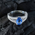 Blue Sapphire CZ Halo German 925 Silver Blue Gems Featherlight Graceful Ring Jewelry
