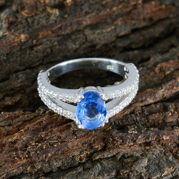 Blue Sapphire CZ Halo German 925 Silver Blue Gems Featherlight Graceful Ring Jewelry