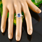 Blue Sapphire CZ Halo African Silver Blue Gems Tiny Boho Ring Jewellery