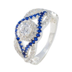 Blue Sapphire CZ Halo Egyptian 925 Sterling Silver Blue Gemstone Tiny Artisan Ring Jewelry