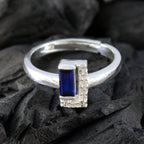 Blue Sapphire CZ Halo Turkish Silver Blue Gems Dainty Luxurious Ring Jewellery