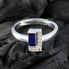 Blue Sapphire CZ Halo Turkish Silver Blue Gems Dainty Luxurious Ring Jewellery