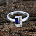 Blue Sapphire CZ Halo Turkish Silver Blue Gems Dainty Luxurious Ring Jewellery