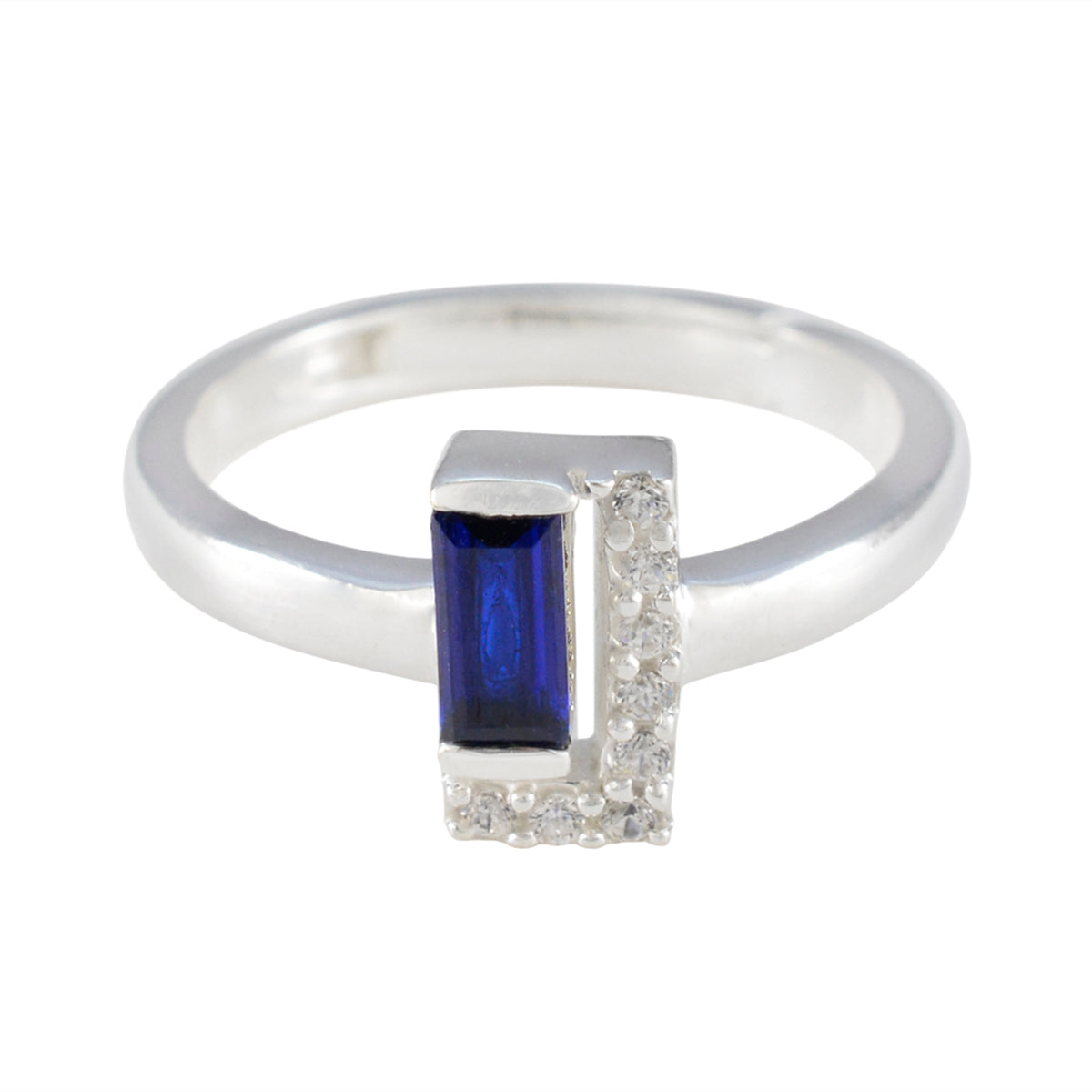 Blue Sapphire CZ Halo Turkish Silver Blue Gems Dainty Luxurious Ring Jewellery