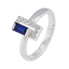 Blue Sapphire CZ Halo Turkish Silver Blue Gems Dainty Luxurious Ring Jewellery