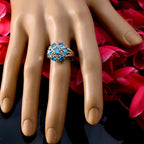 Blue Topaz CZ multiple Indian 92.5 Silver Blue Gemstones Featherlight Sophisticated Ring Jewelry