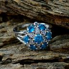 Blue Topaz CZ multiple Indian 92.5 Silver Blue Gemstones Featherlight Sophisticated Ring Jewelry