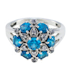 Blue Topaz CZ multiple Indian 92.5 Silver Blue Gemstones Featherlight Sophisticated Ring Jewelry