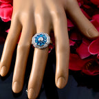 Blue Topaz CZ multiple African Sterling Silver Blue Gemstone Eye catching Modern Ring Jewelry