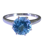 Blue Topaz Solitaire German Sterling Silver Blue Gemstones Classic Heart Ring Jewelry
