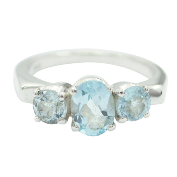 Blue Topaz Solitaire Indian 925 Silver Blue Gems Tiny Love Ring Jewellery
