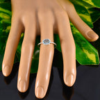 Blue Topaz Solitaire Korean 92.5 Silver Blue Gems Elegant  Twist Ring Jewellery