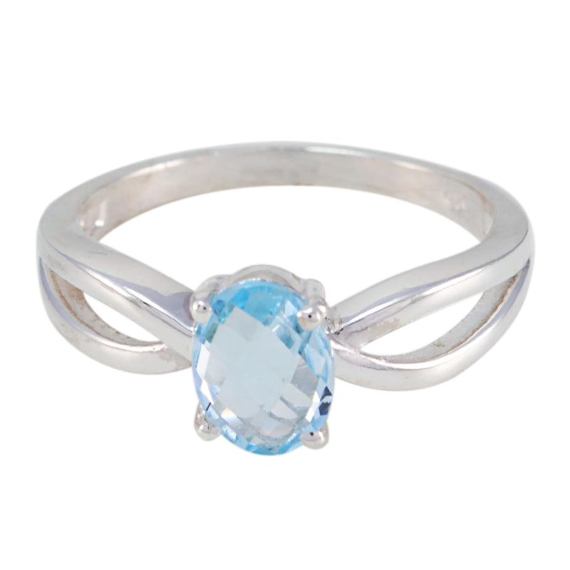 Blue Topaz Solitaire Turkish 92.5 Silver Blue Gemstone Delicate Luxurious Ring Jewellery