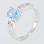 Blue Topaz Solitaire Turkish 92.5 Silver Blue Gemstone Delicate Luxurious Ring Jewellery