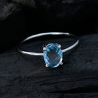 Blue Topaz Solitaire Japanese 925 Sterling Silver Blue Gems Elegant  Graceful Ring Jewellery