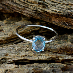 Blue Topaz Solitaire Japanese 925 Sterling Silver Blue Gems Elegant  Graceful Ring Jewellery