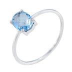 Blue Topaz Solitaire Japanese 925 Sterling Silver Blue Gems Elegant  Graceful Ring Jewellery