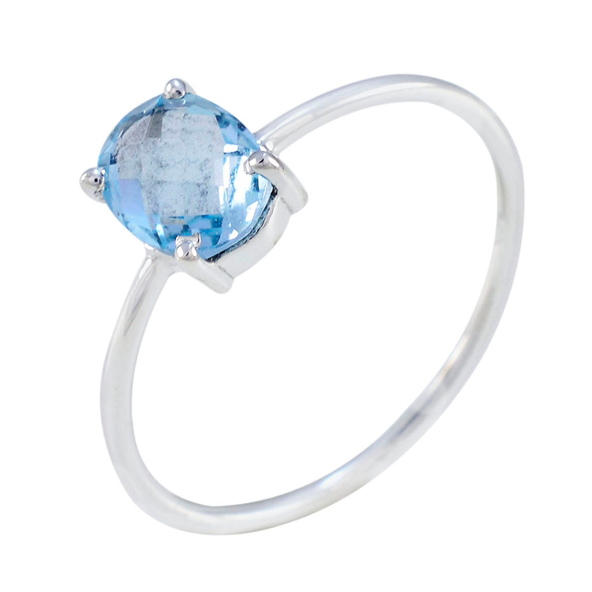 Blue Topaz Solitaire Japanese 925 Sterling Silver Blue Gems Elegant  Graceful Ring Jewellery