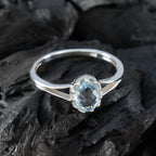 Blue Topaz Solitaire Japanese Sterling Silver Blue Gems Dainty Contemporary Ring Jewellery