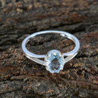 Blue Topaz Solitaire Japanese Sterling Silver Blue Gems Dainty Contemporary Ring Jewellery