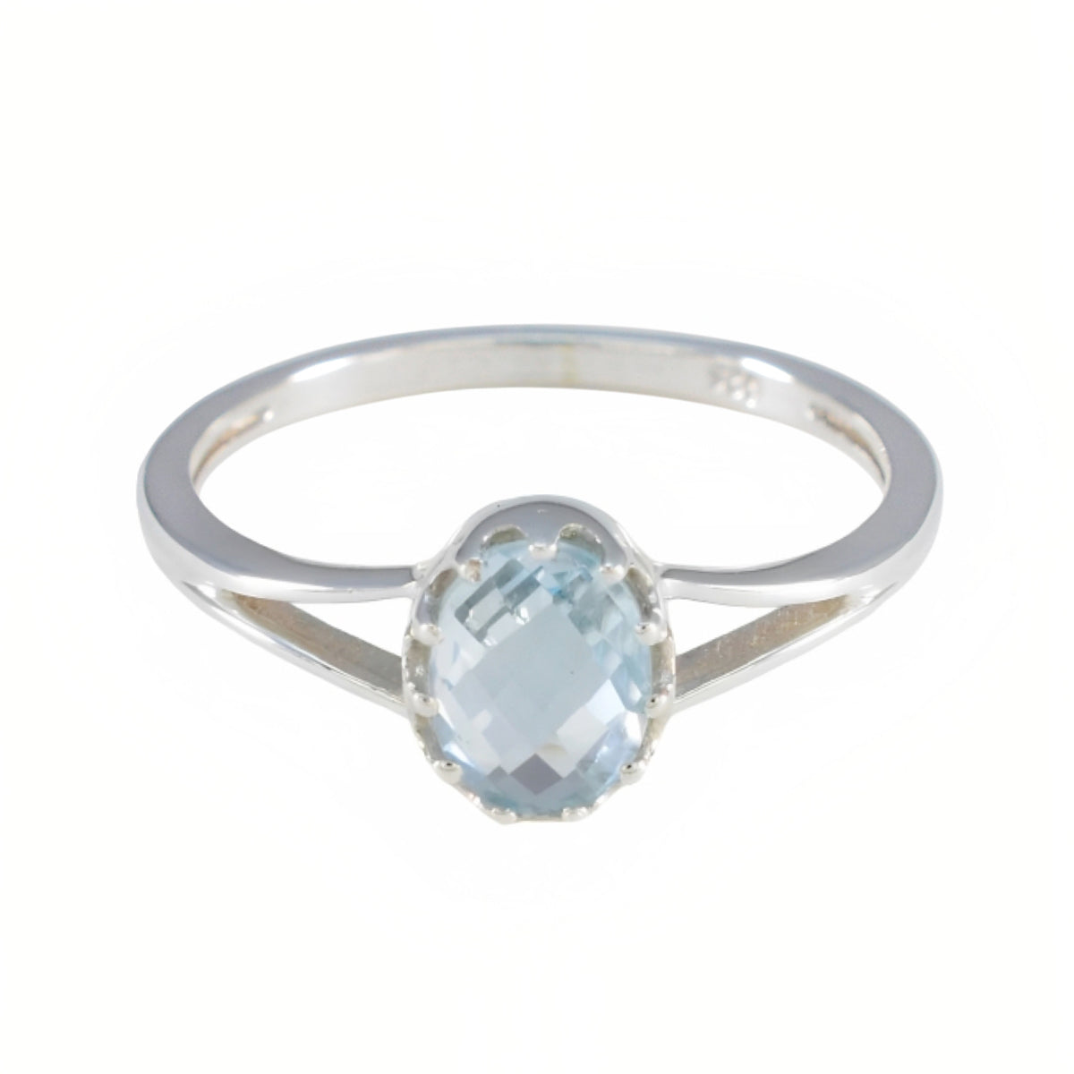 Blue Topaz Solitaire Japanese Sterling Silver Blue Gems Dainty Contemporary Ring Jewellery メイン画像