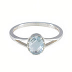 Blue Topaz Solitaire Japanese Sterling Silver Blue Gems Dainty Contemporary Ring Jewellery
