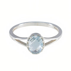 Blue Topaz Solitaire Japanese Sterling Silver Blue Gems Dainty Contemporary Ring Jewellery
