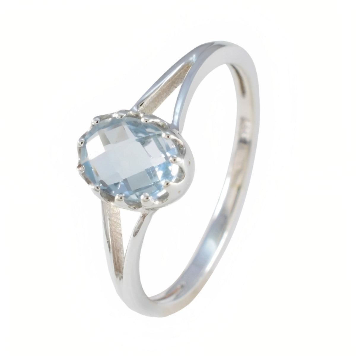 Blue Topaz Solitaire Japanese Sterling Silver Blue Gems Dainty Contemporary Ring Jewellery