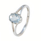 Blue Topaz Solitaire Japanese Sterling Silver Blue Gems Dainty Contemporary Ring Jewellery