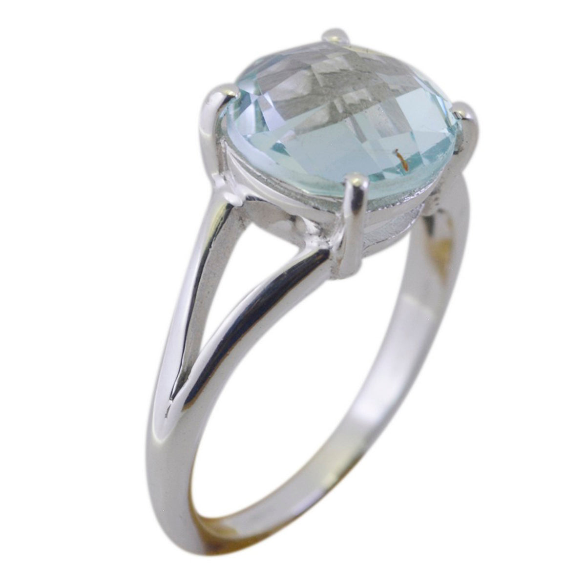 Blue Topaz Solitaire Korean 925 Silver Blue Gems Whisper thin Romantic Ring Jewellery