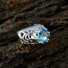 Blue Topaz Solitaire Indian 925 Sterling Silver Blue Gemstone Versatile Contemporary Ring Jewellery