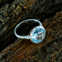 Blue Topaz Solitaire Egyptian Sterling Silver Blue Gemstones Tiny Sophisticated Ring Jewelry